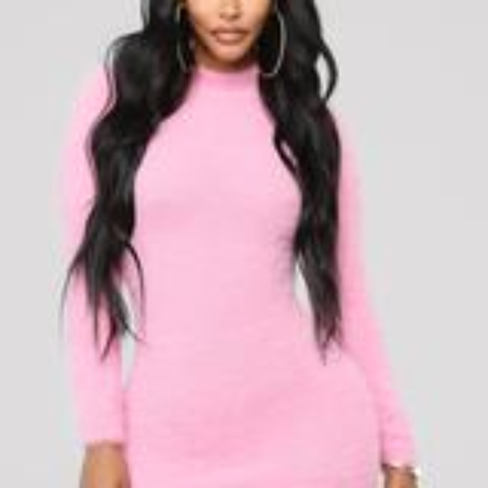 Pink Furry Sweater Dress
